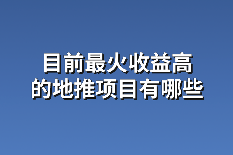 目前最火收益高的地推项目有哪些