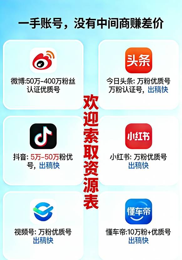 魏先生乙方信息一手自媒体资源,300多个账号,直接真人对接,效率高