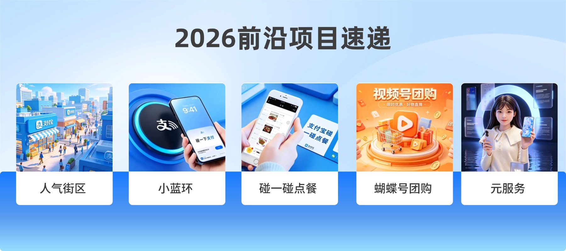 崔寒地推项目华为元服务，支付宝人气街区，小蓝环，扫码点餐，微信视频号poi团购