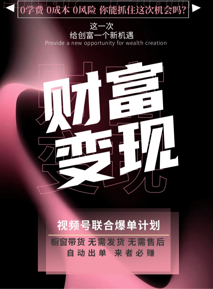 徐先生找合伙人视频号橱窗带货，5/5分成，0费用用+日结，无门槛人人可做