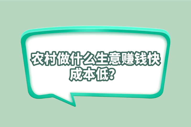 农村做什么生意赚钱快成本低？这5个生意快来了解一下