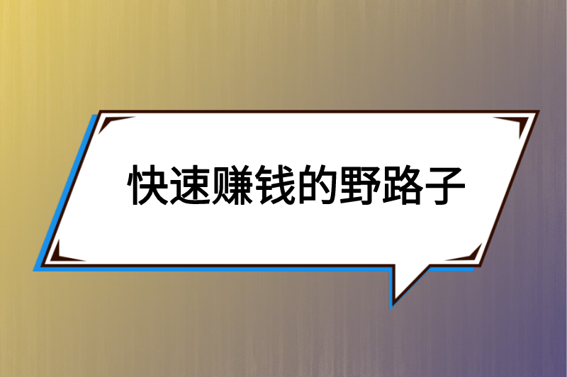 有什么快速赚钱的野路子？分享2024年10个靠谱的赚钱野路子