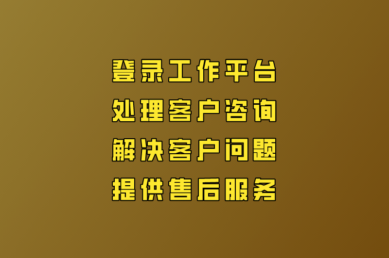 登录工作平台处理客户咨询解决客户问题提供售后服务