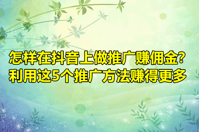 怎样在抖音上做推广赚佣金？利用这5个推广方法赚得更多