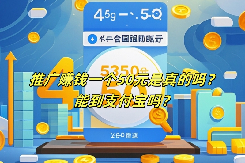 推广赚钱一个50元是真的吗？能到支付宝吗？