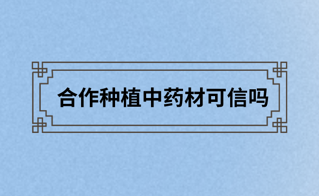 合作种植中药材可信吗？还什么靠谱一点的赚钱方式吗？