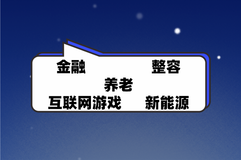 金融整容养老互联网游戏新能源