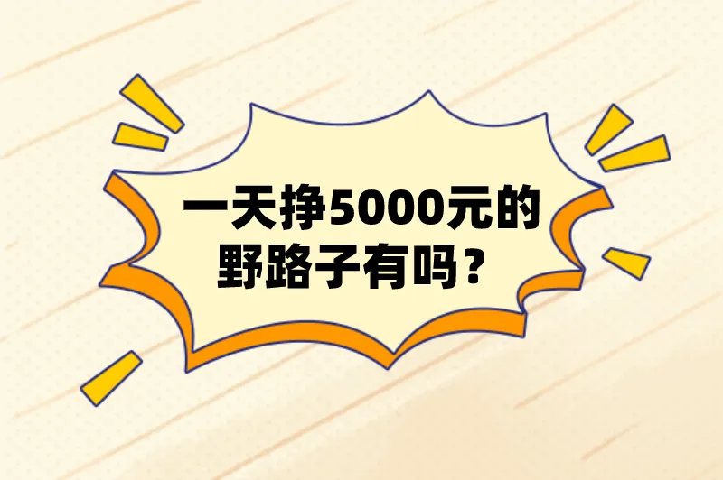 一天挣5000元的野路子有吗？这3个赚钱方法，一天收入不少