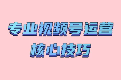 专业视频号运营核心技巧