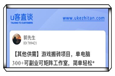 U客直谈游戏搬砖项目