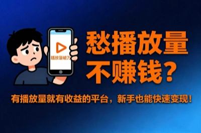 愁播放量不赚钱？有播放量就有收益的平台，新手也能快速变现！