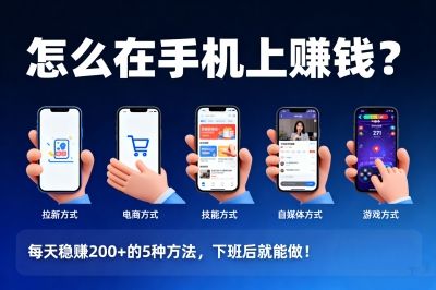 怎么在手机上赚钱?每天稳赚200+的5种方法,下班后就能做!