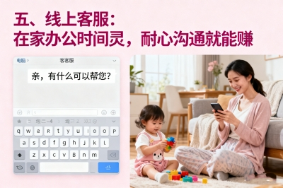 线上客服：在家办公时间灵，耐心沟通就能赚