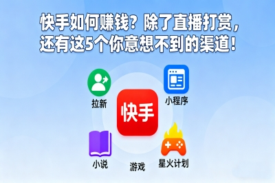 快手如何赚钱?除了直播打赏,还有这5个你意想不到的渠道!