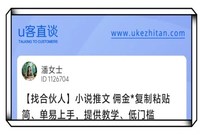 U客直谈小说推文找合伙人项目