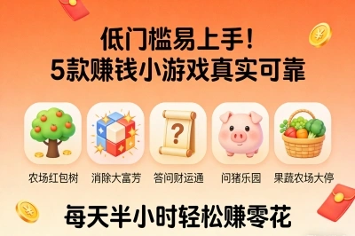 低门槛易上手!这5款赚钱小游戏真实可靠,每天半小时轻松赚零花