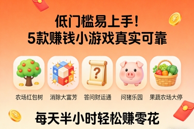 低门槛易上手!这5款赚钱小游戏真实可靠,每天半小时轻松赚零花