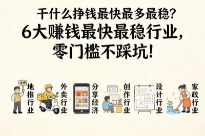 干什么挣钱最快最多最稳?6大赚钱最快最稳行业,零门槛不踩坑!