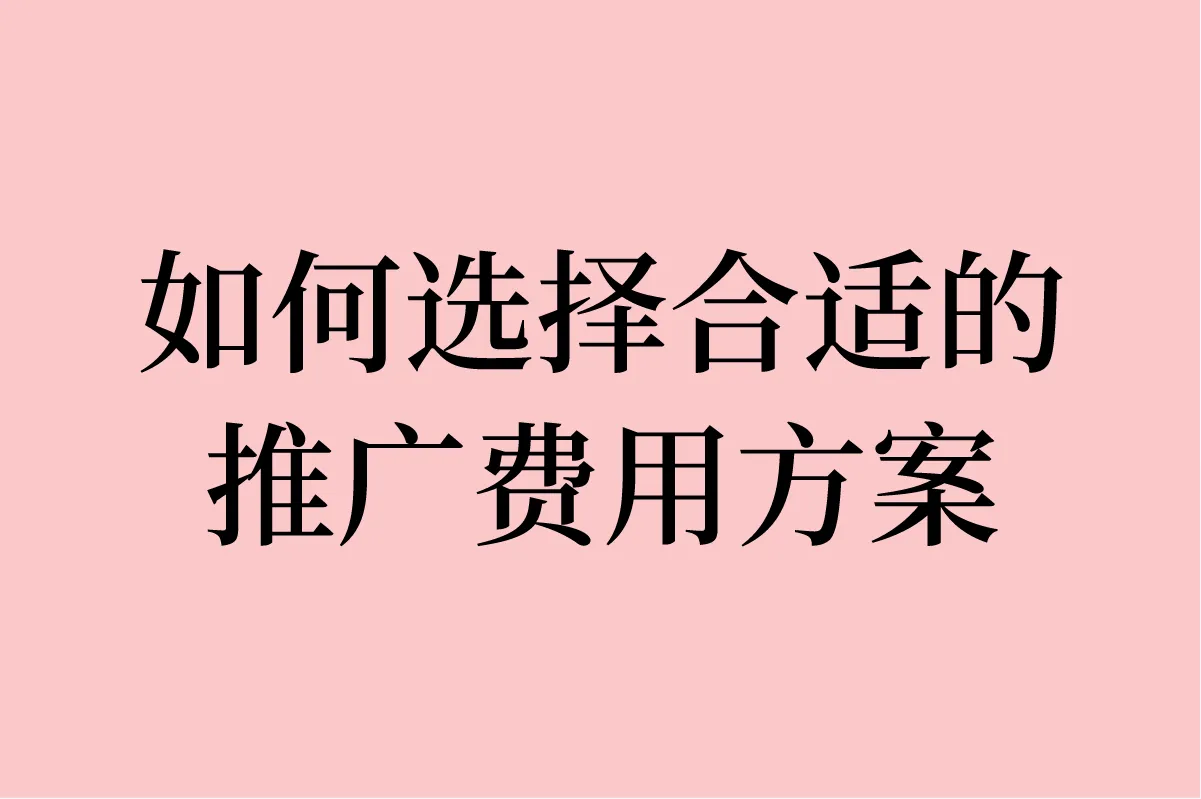 如何选择合适的推广费用方案