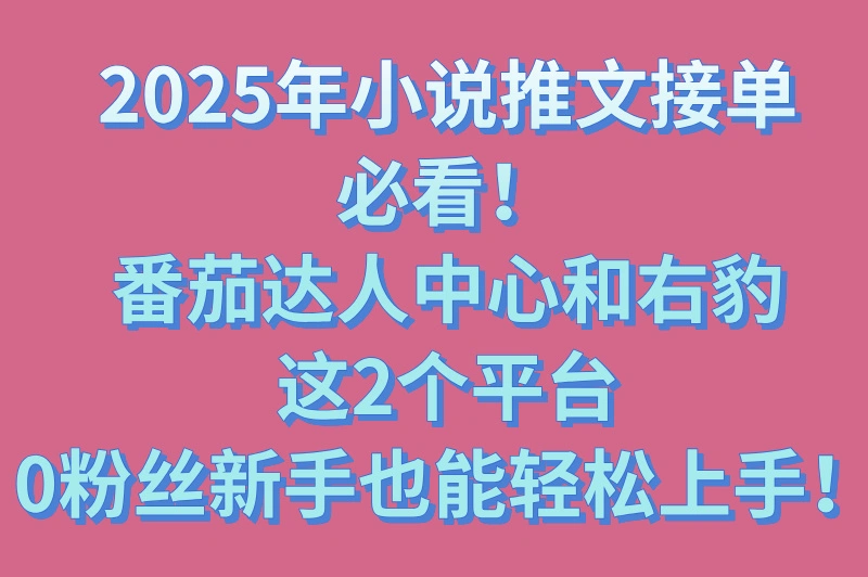2025年小说推文接单必看!番茄达人中心和右豹