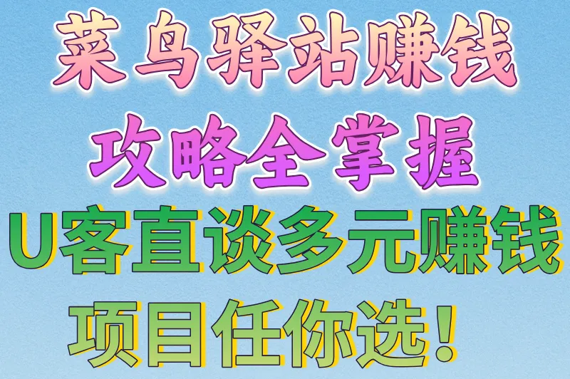 菜鸟驿站赚钱攻略全掌握,U客直谈多元赚钱项目任你选!