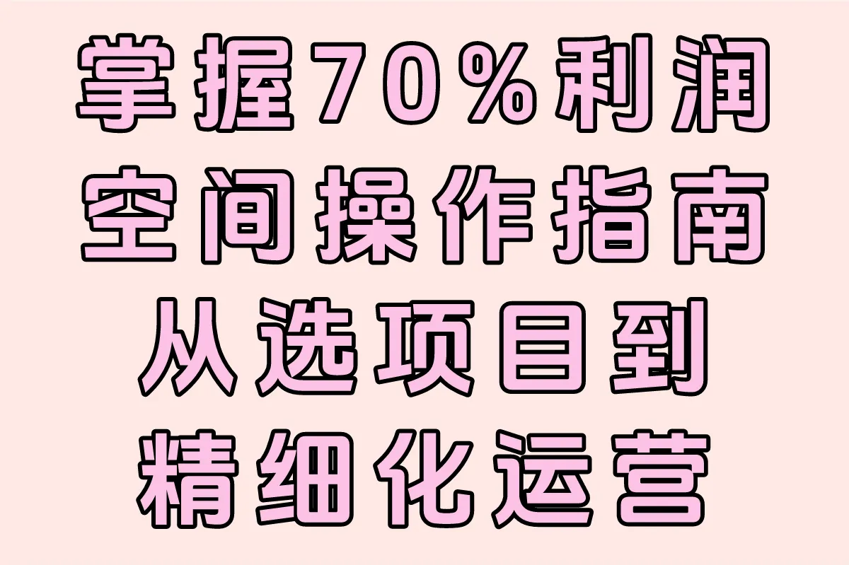 掌握70%利润空间操作指南,从选项目到精细化运营