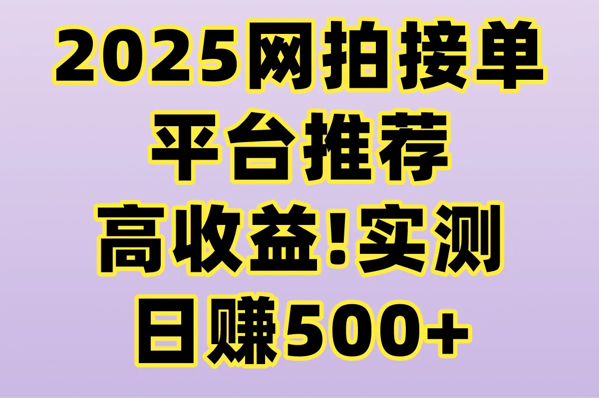 2025网拍接单平台推荐Top10!实测日赚500+的3类高收益平台