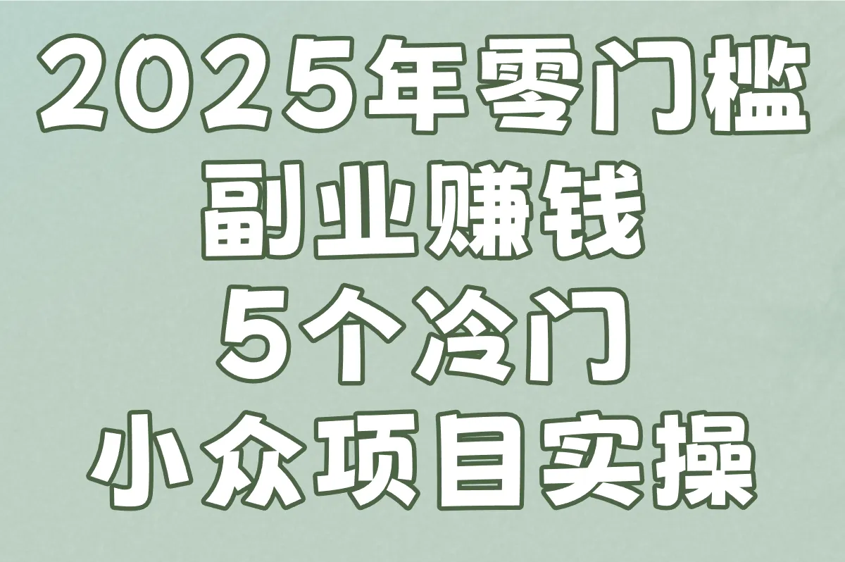 2025年零门槛副业赚钱:5个冷门小众项目实操(学生宝妈可做)