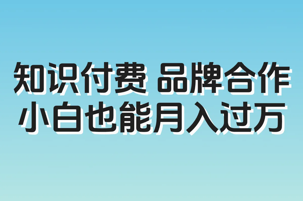 知识付费 品牌合作 小白也能月入过万