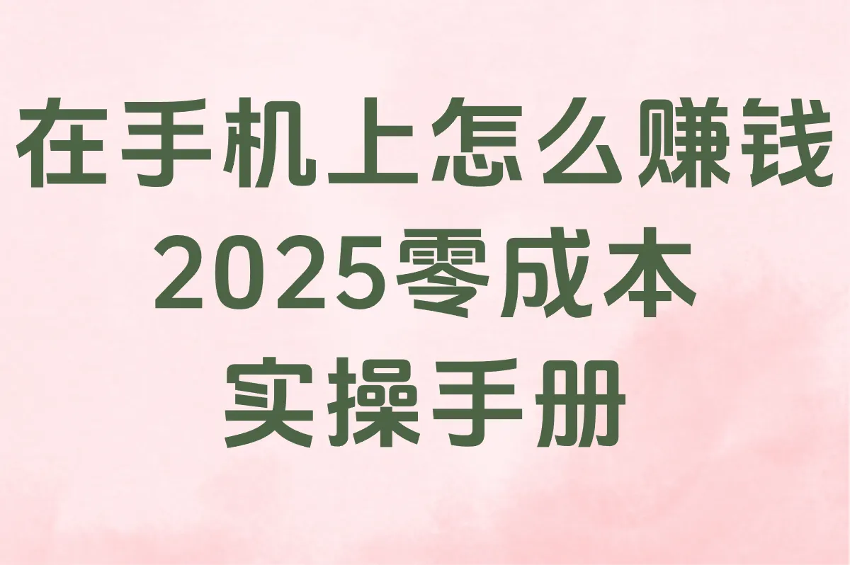 在手机上怎么赚钱?2025零成本实操手册:5个正规平台+详细操作方法