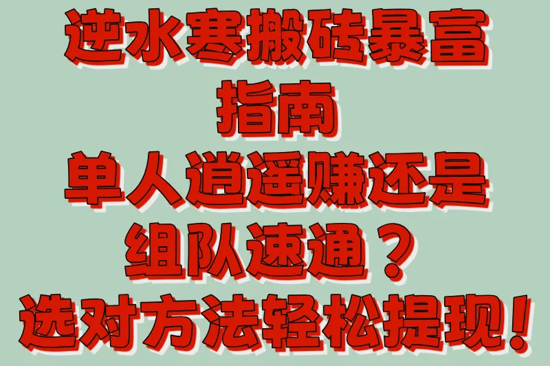 逆水寒游戏搬砖怎么赚钱的?单人VS组队收益对比与效率分析