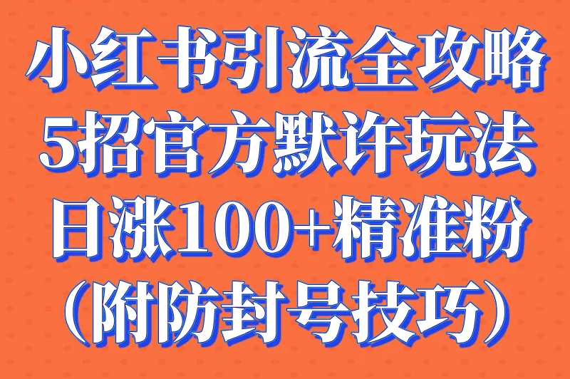小红书怎么推广引流不违规呢?官方默许的5种方法,日引100+精准粉