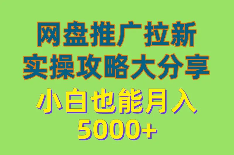 网盘推广拉新怎么做?按照这个实操攻略,小白也能月入5000+