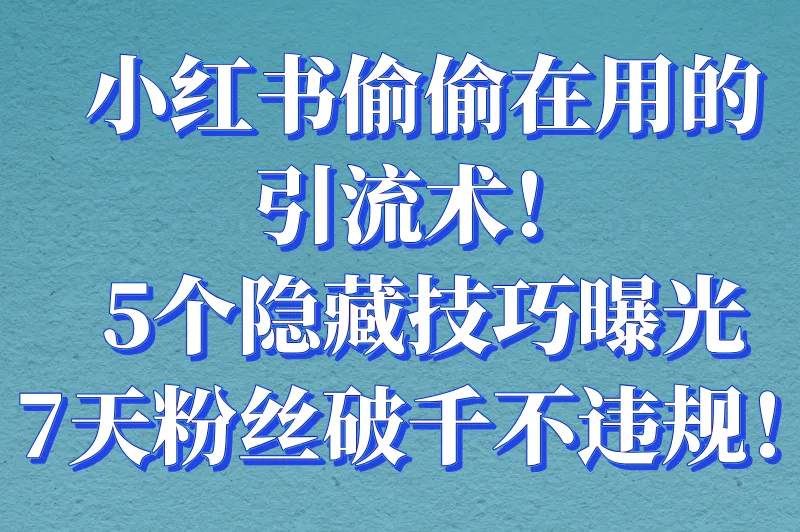小红书偷偷在用的引流术！5个隐藏技巧曝光，7天粉丝破千不违规！