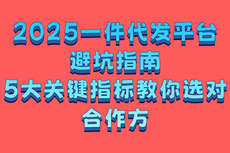 2025一件代发平台避坑指南：5大关键指标教你选对合作方