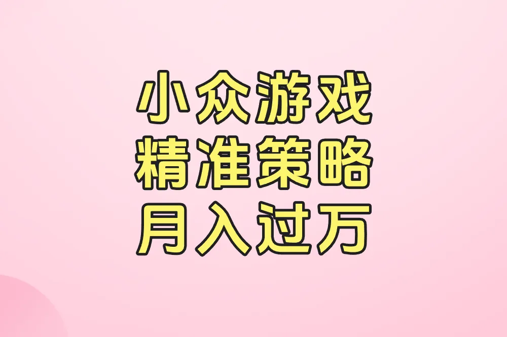 小众游戏 精准策略 月入过万