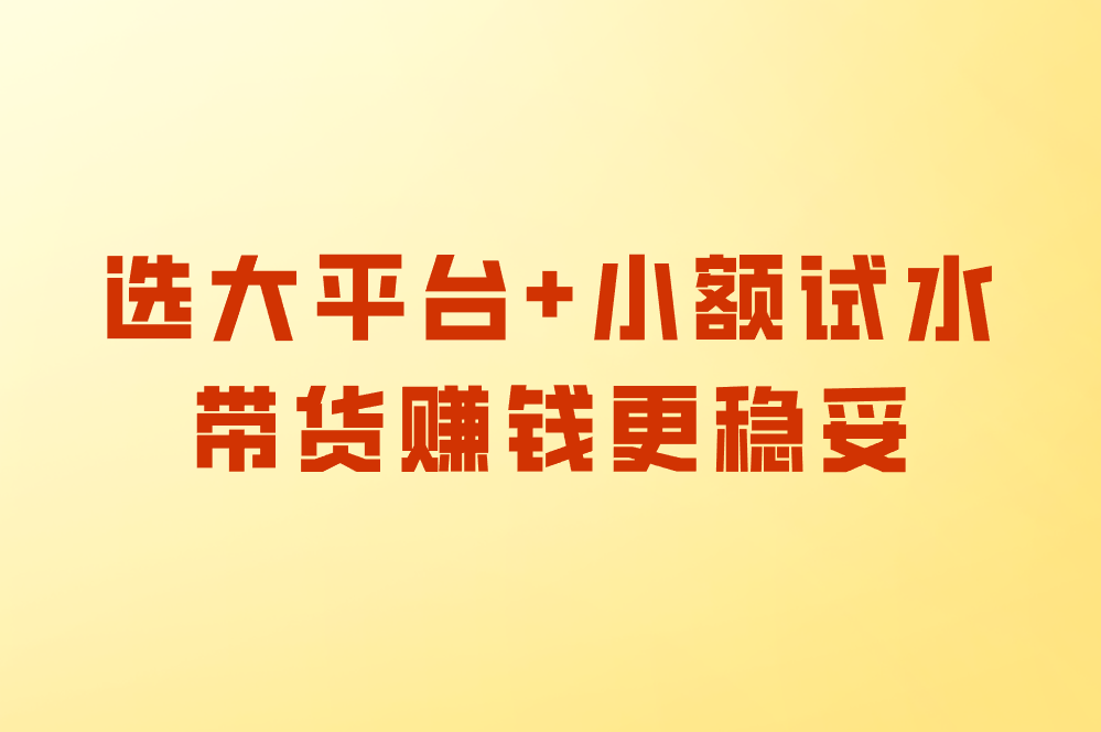选大平台+小额试水 带货赚钱更稳妥