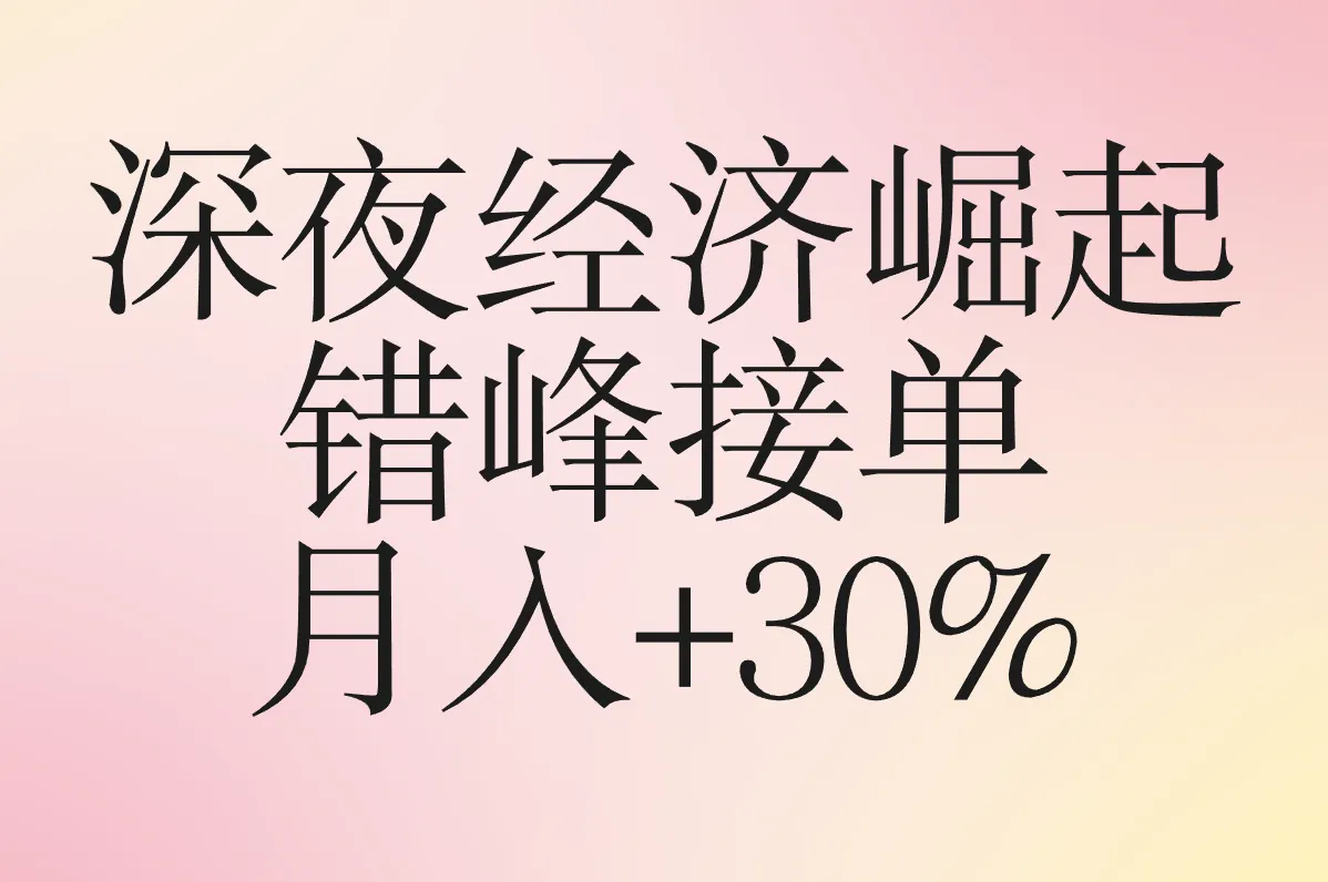 深夜经济崛起 错峰接单 月入+30%