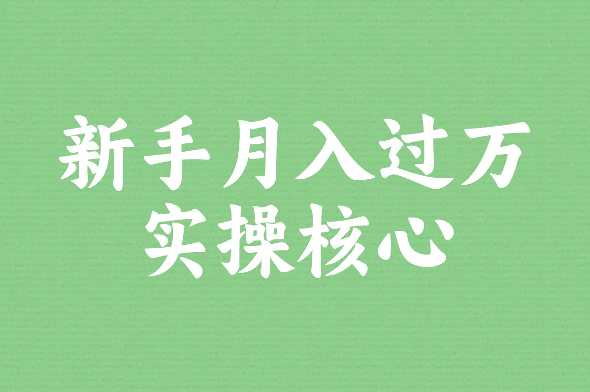 新手月入过万 实操核心