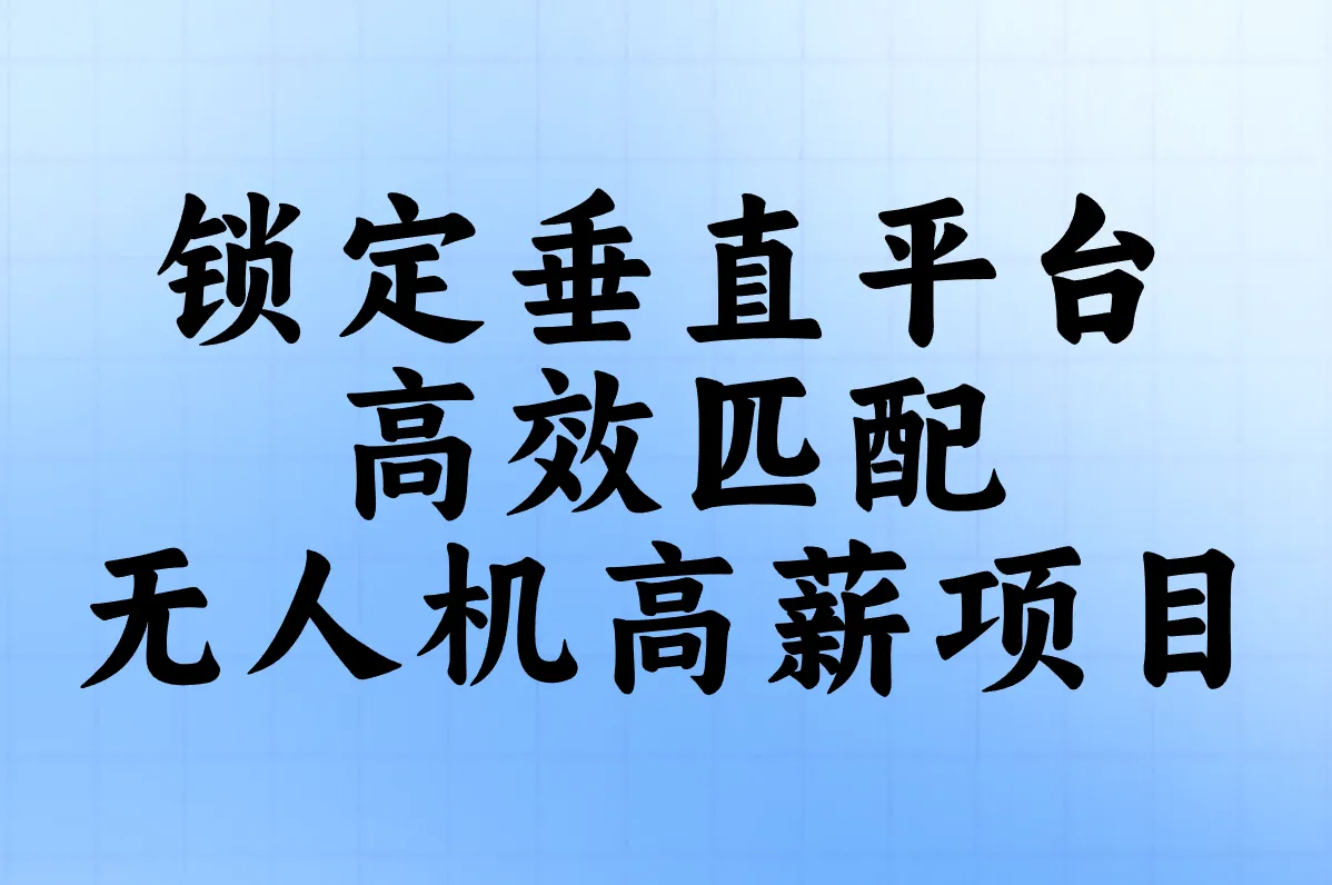 锁定垂直平台 高效匹配 无人机高薪项目