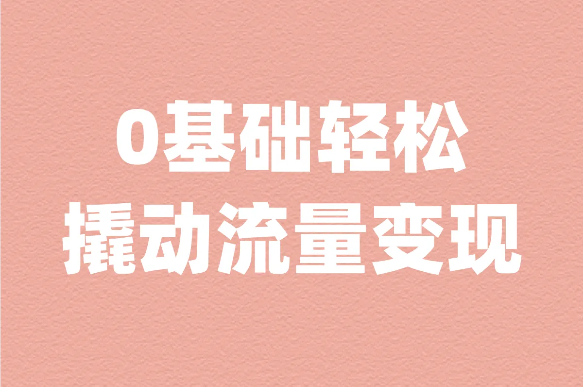 0基础轻松 撬动流量变现