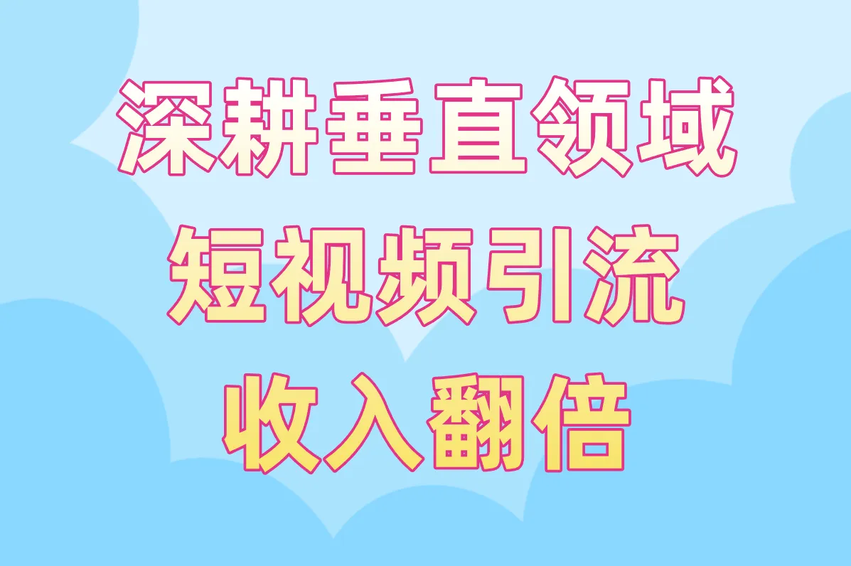 深耕垂直领域 短视频引流 收入翻倍