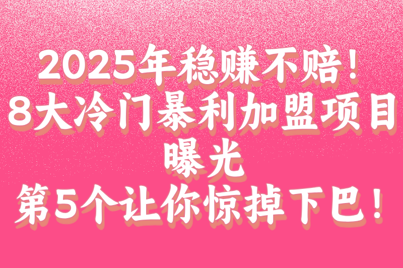 2025加盟什么赚钱？8大黄金加盟项目曝光！第5个90%的人没想到！