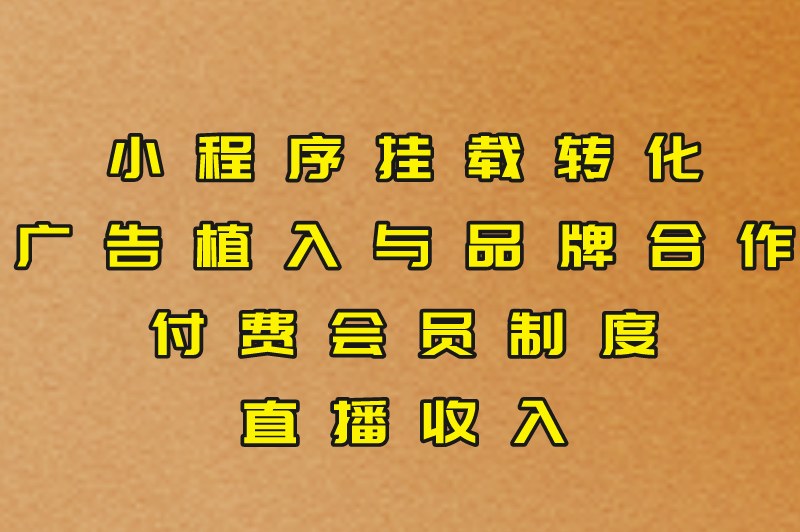小程序挂载转化广告植入与品牌合作付费会员制度直播收入