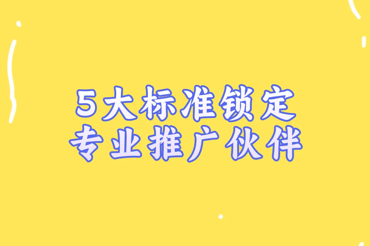 5大标准锁定 专业推广伙伴