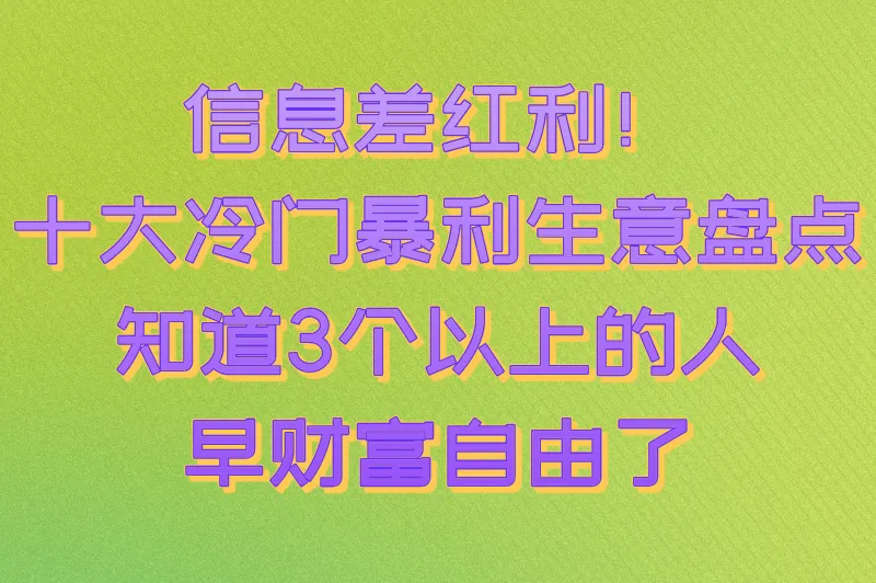 不起眼却赚翻！2025年十大冷门暴利生意揭秘，小投入高回报（附实操步骤）