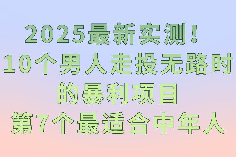 2025最新实测！10个男人走投无路时的暴利项目，第7个最适合中年人