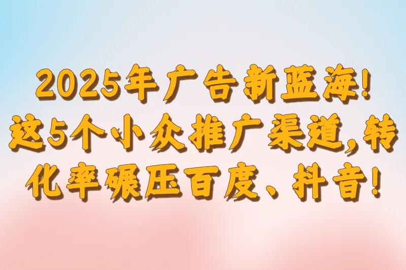 2025年网络广告推广平台推荐，这5个小众渠道转化率竟超百度、抖音