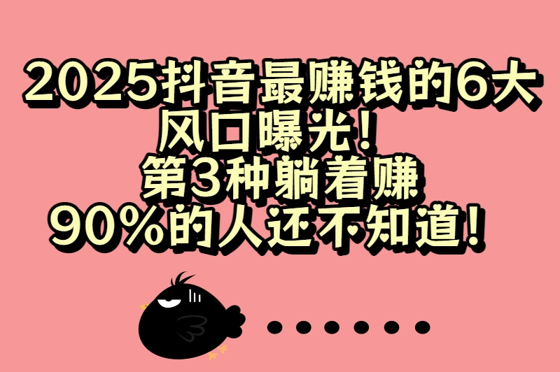 现在抖音做什么类型最赚钱？2025抖音爆火赚钱类型大揭秘，错过再等一年！