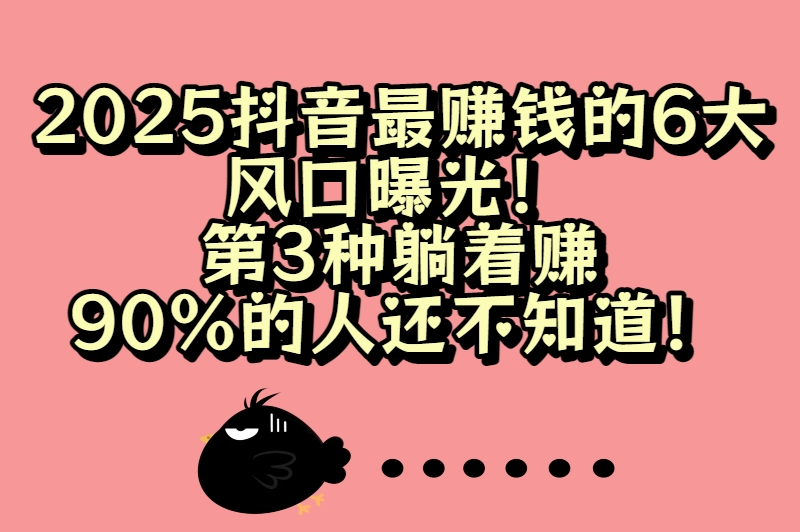 现在抖音做什么类型最赚钱?2025抖音爆火赚钱类型大揭秘,错过再等一年!